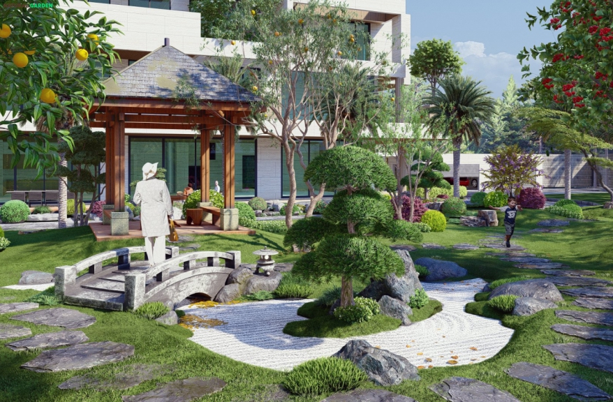Thiết kế , thi công Sân vườn chị Nhung Bến Cát